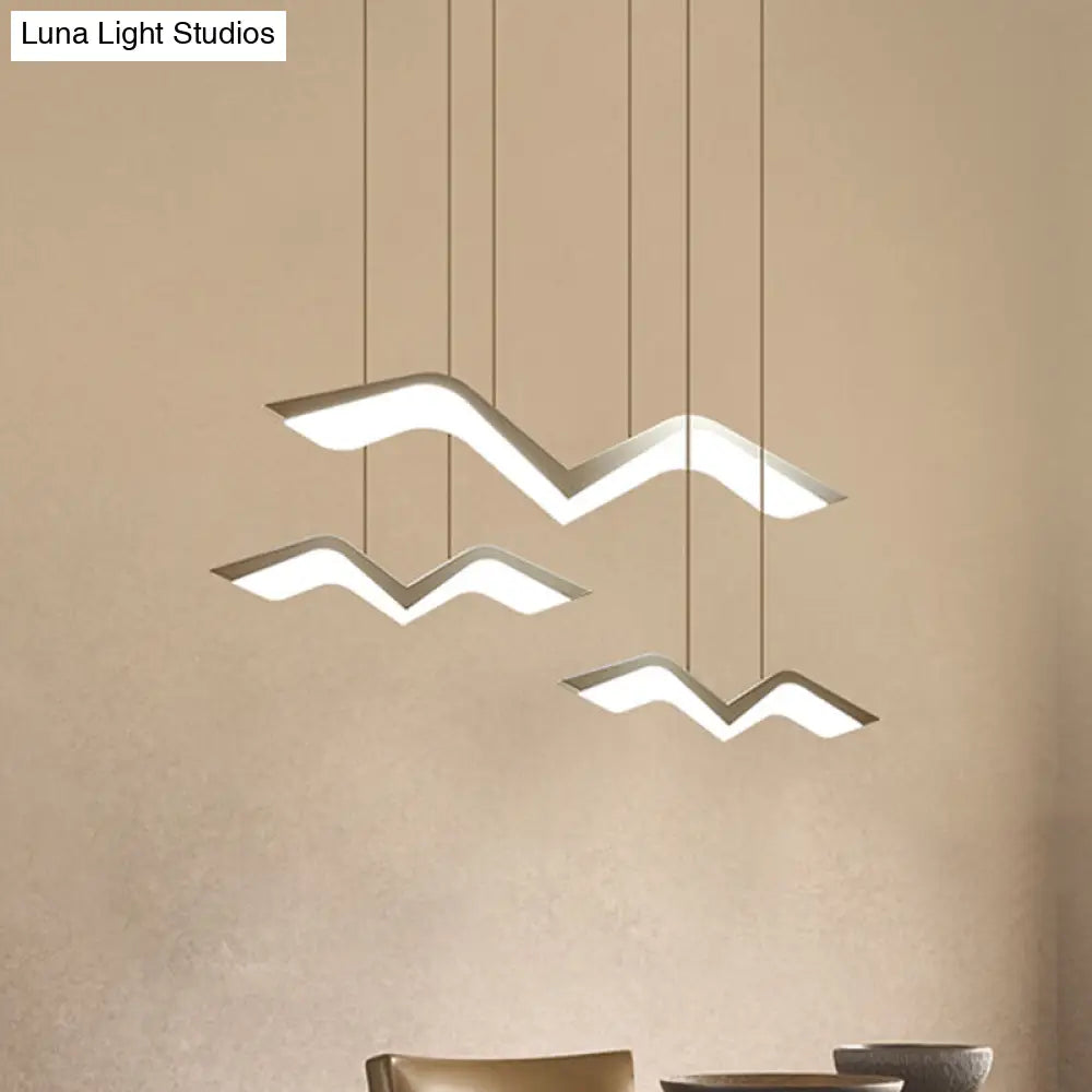 Seagull Multi Light Pendant: Sleek Acrylic Shade Led Hanging Lamp In White (2/3/4/5 Seater)