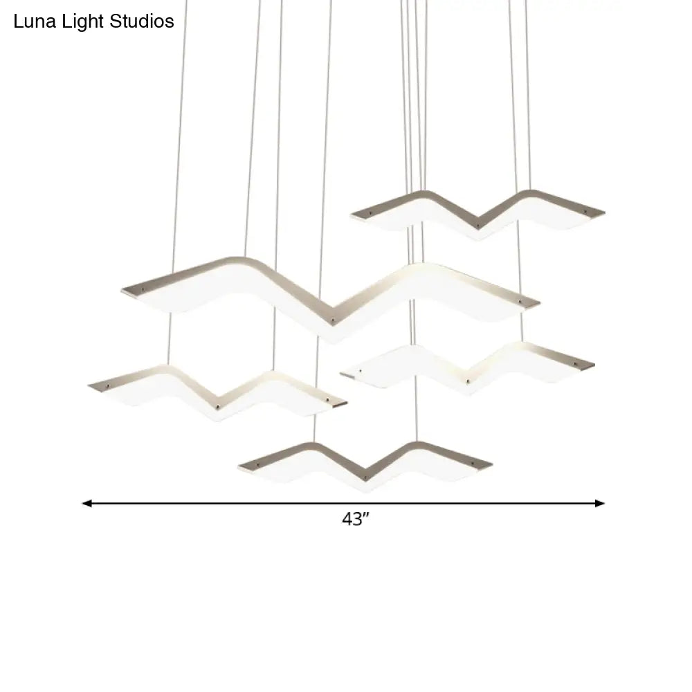 Seagull Multi Light Pendant Led Hanging Lamp In Elegant White Acrylic Shade - Choose From 2 3 4 Or