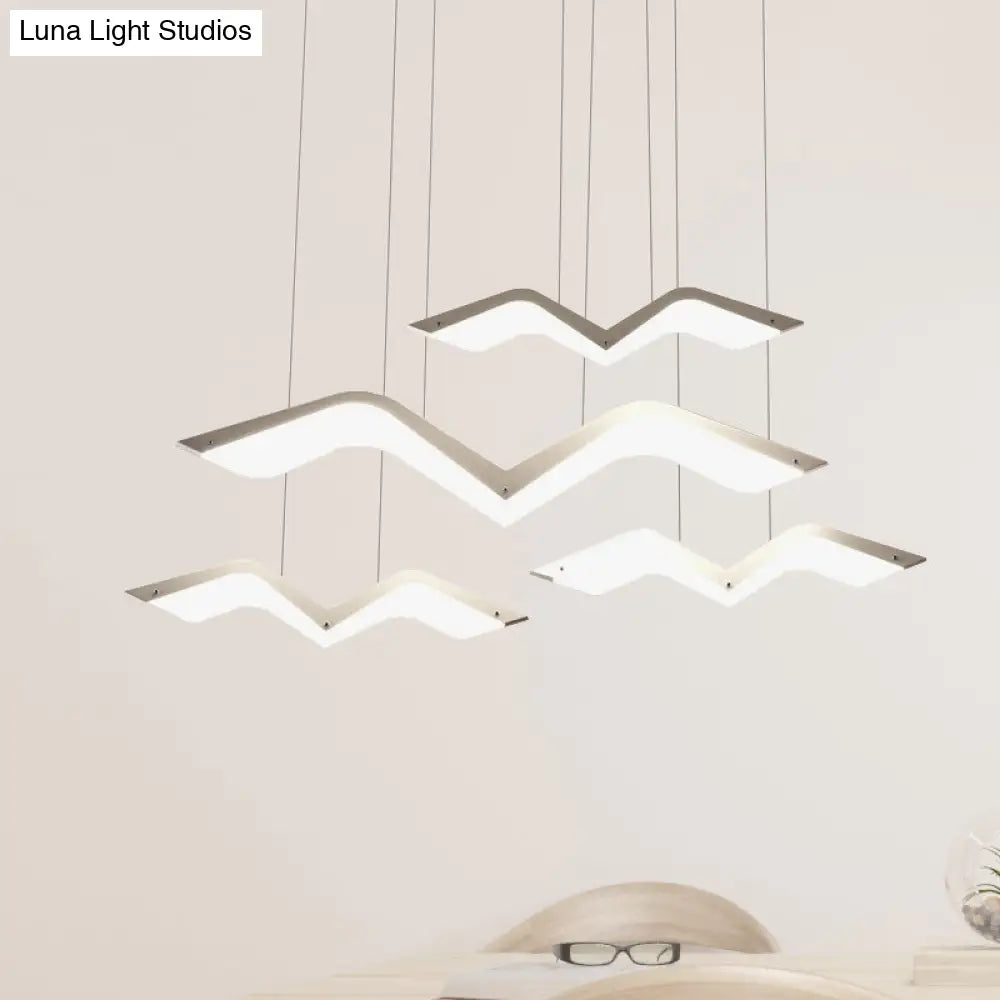 Seagull Multi Light Pendant: Sleek Acrylic Shade Led Hanging Lamp In White (2/3/4/5 Seater)