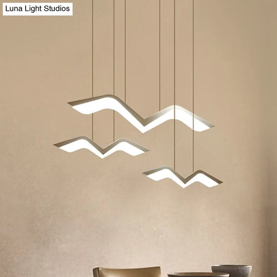 Seagull Multi Light Pendant Led Hanging Lamp In Elegant White Acrylic Shade - Choose From 2 3 4 Or