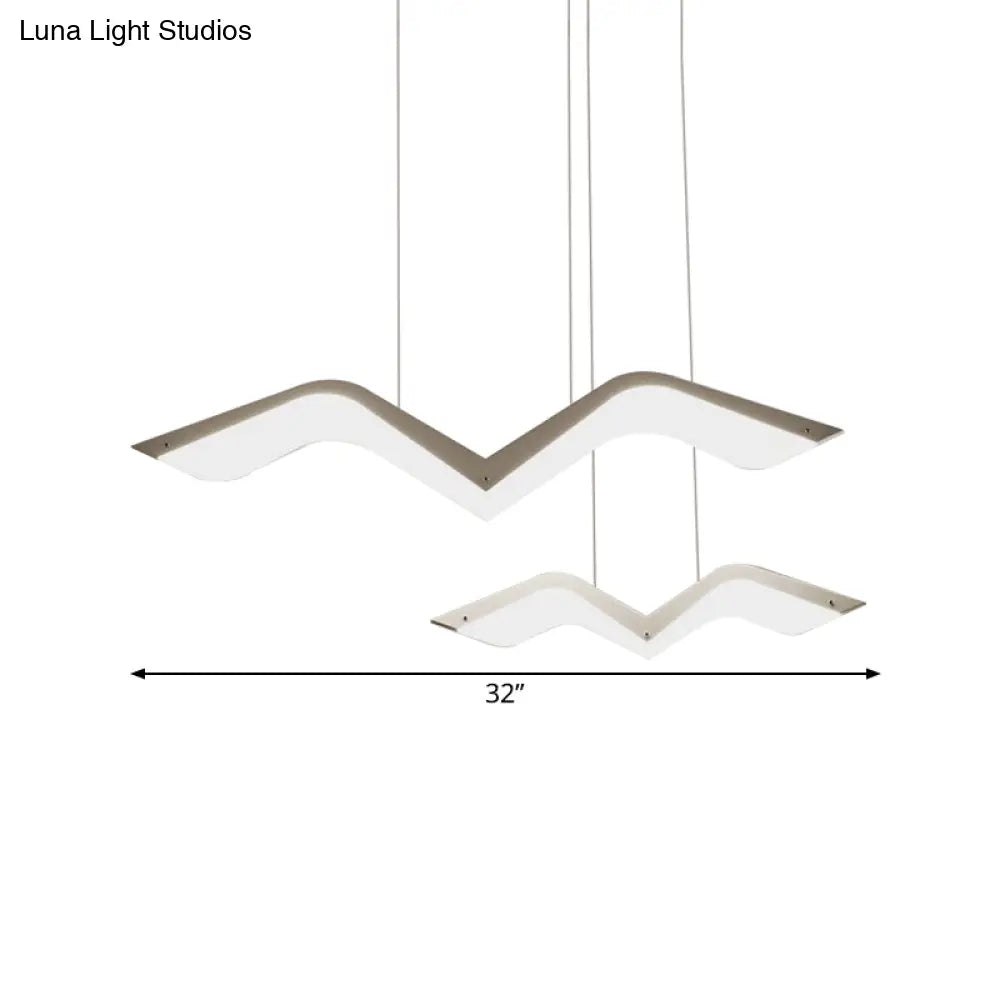 Seagull Multi Light Pendant Led Hanging Lamp In Elegant White Acrylic Shade - Choose From 2 3 4 Or