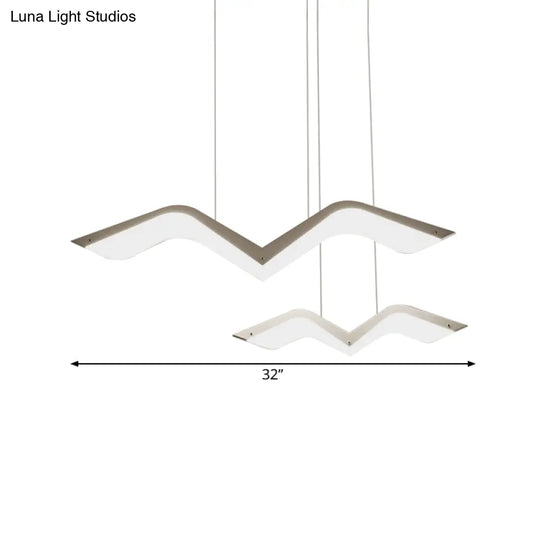 Seagull Multi Light Pendant Led Hanging Lamp In Elegant White Acrylic Shade - Choose From 2 3 4 Or