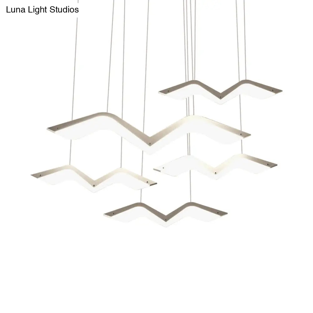 Seagull Multi Light Pendant Led Hanging Lamp In Elegant White Acrylic Shade - Choose From 2 3 4 Or