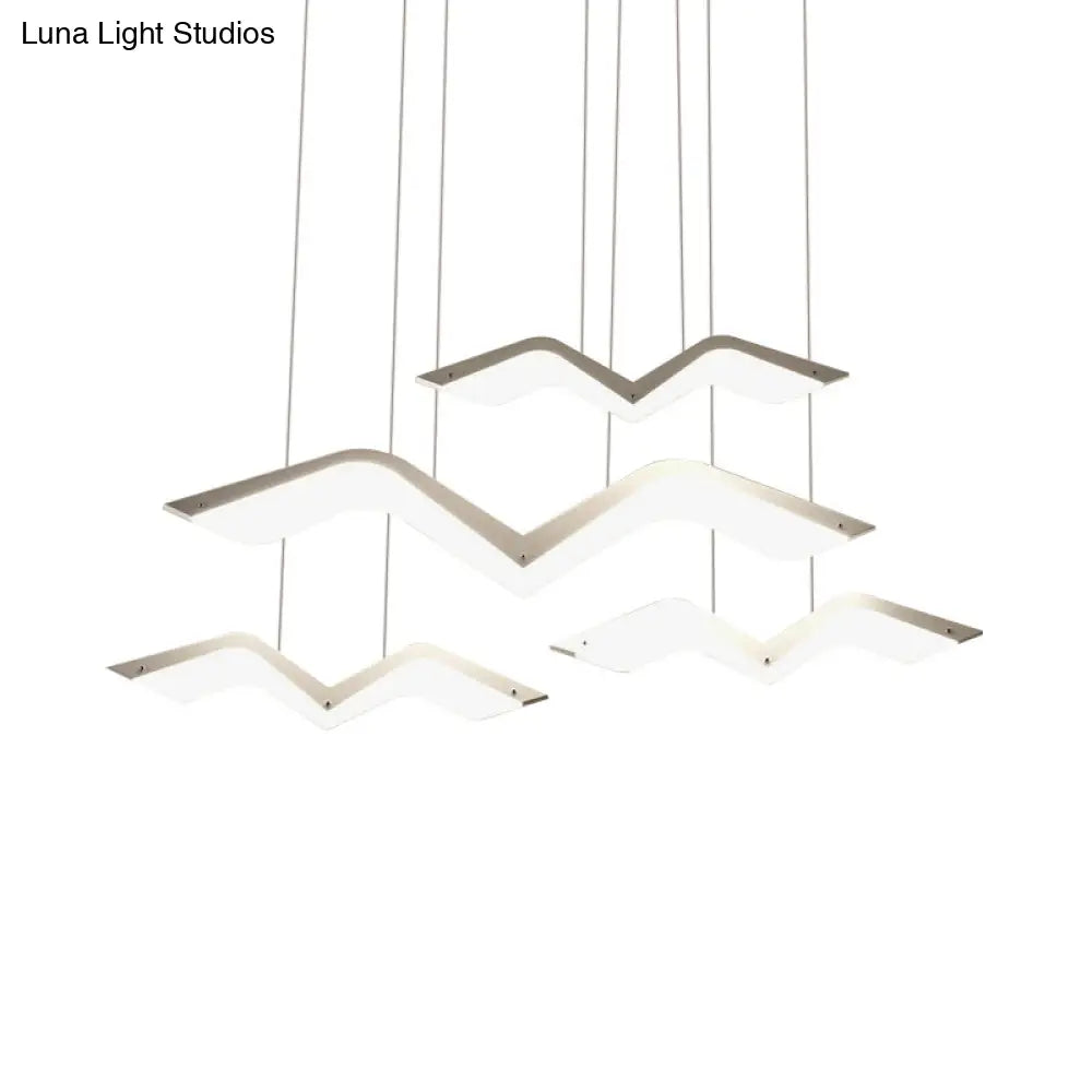 Seagull Multi Light Pendant: Sleek Acrylic Shade Led Hanging Lamp In White (2/3/4/5 Seater)