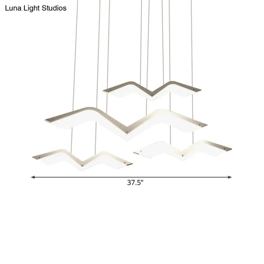 Seagull Multi Light Pendant Led Hanging Lamp In Elegant White Acrylic Shade - Choose From 2 3 4 Or