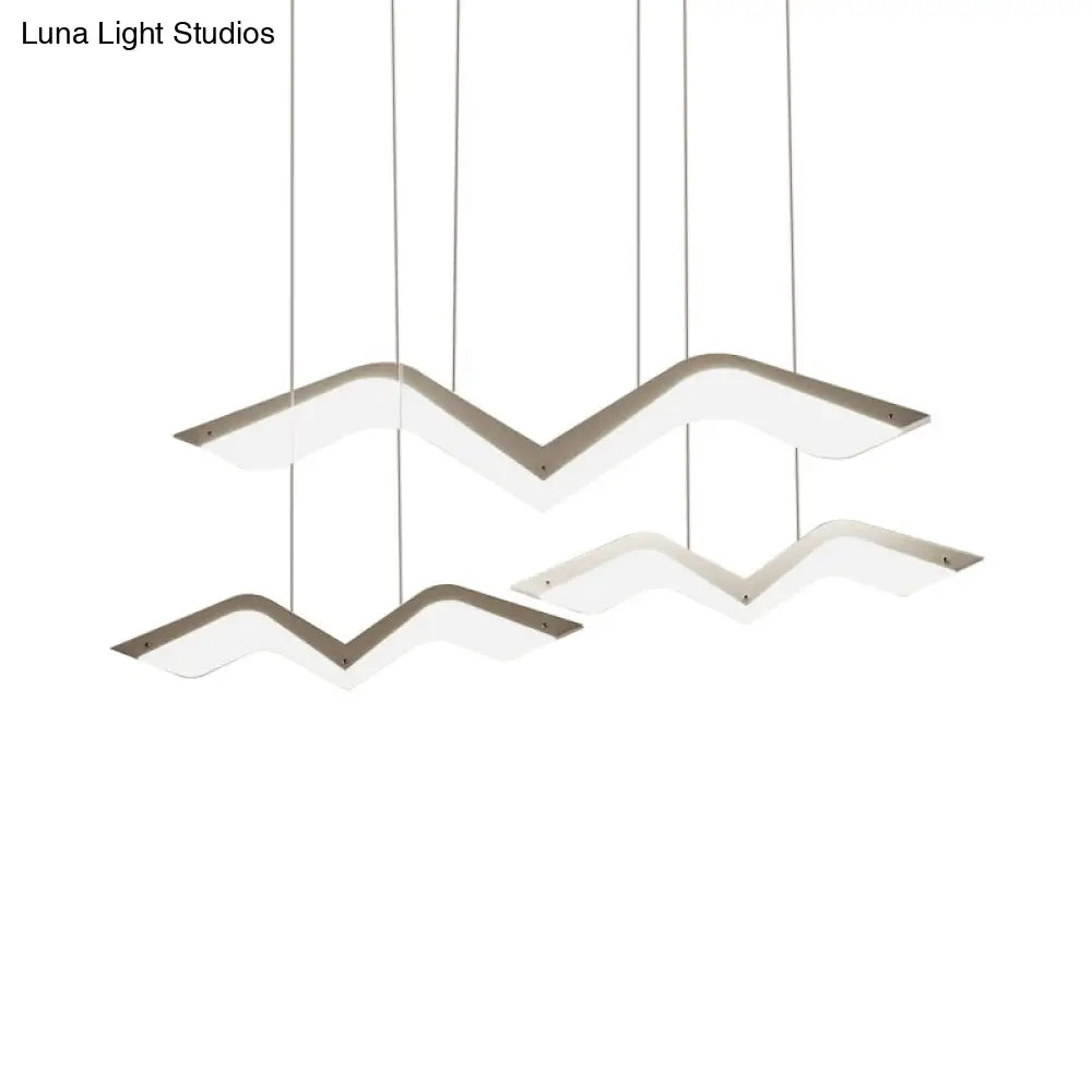 Seagull Multi Light Pendant: Sleek Acrylic Shade Led Hanging Lamp In White (2/3/4/5 Seater)