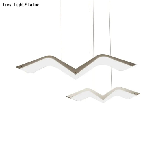 Seagull Multi Light Pendant: Sleek Acrylic Shade Led Hanging Lamp In White (2/3/4/5 Seater)