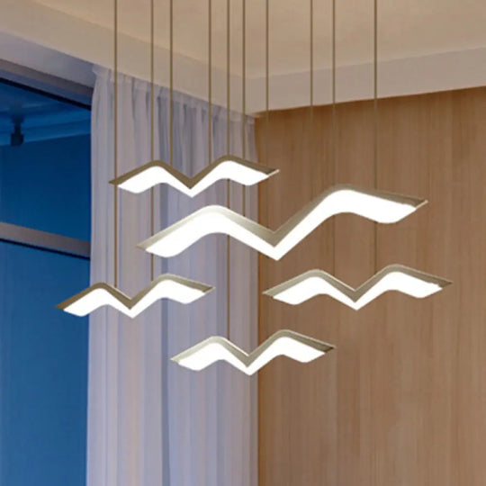 Seagull Multi Light Pendant Led Hanging Lamp In Elegant White Acrylic Shade - Choose From 2 3 4 Or