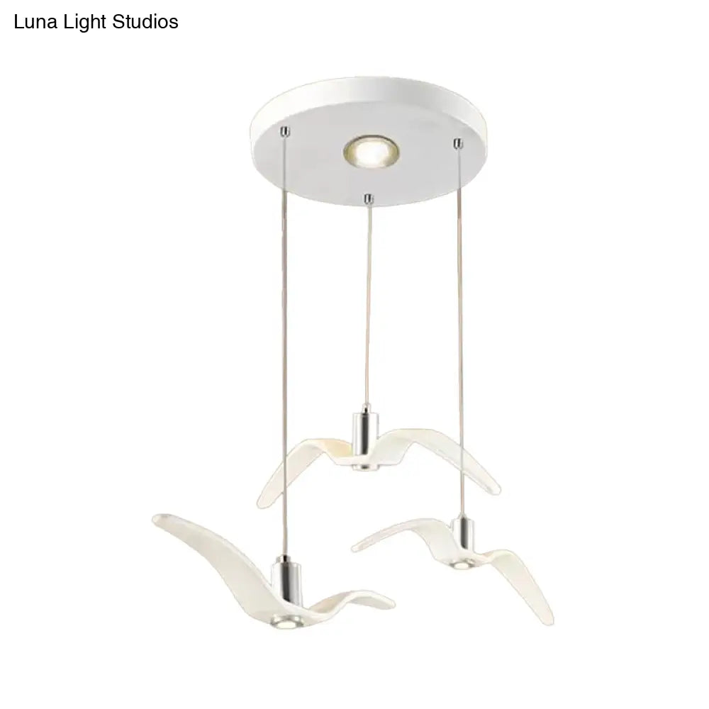 Seagull Multi-Light Pendant With Metal Finish 3 Lights For Bedroom Ceiling In White/Black