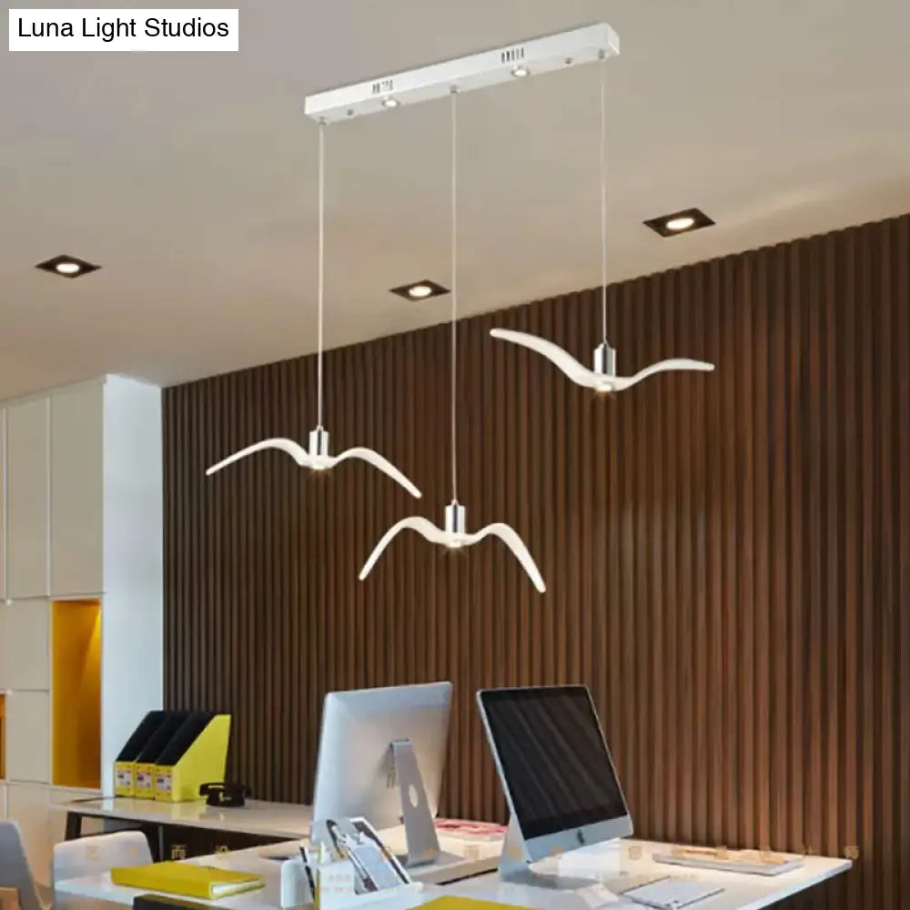 Seagull Multi-Light Pendant With Metal Finish 3 Lights For Bedroom Ceiling In White/Black