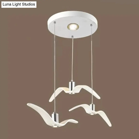 Seagull Multi-Light Pendant With Metal Finish 3 Lights For Bedroom Ceiling In White/Black