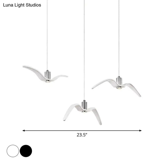 Seagull Multi-Light Pendant With Metal Finish 3 Lights For Bedroom Ceiling In White/Black