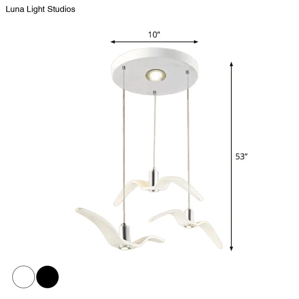 Seagull Multi-Light Pendant With Metal Finish 3 Lights For Bedroom Ceiling In White/Black