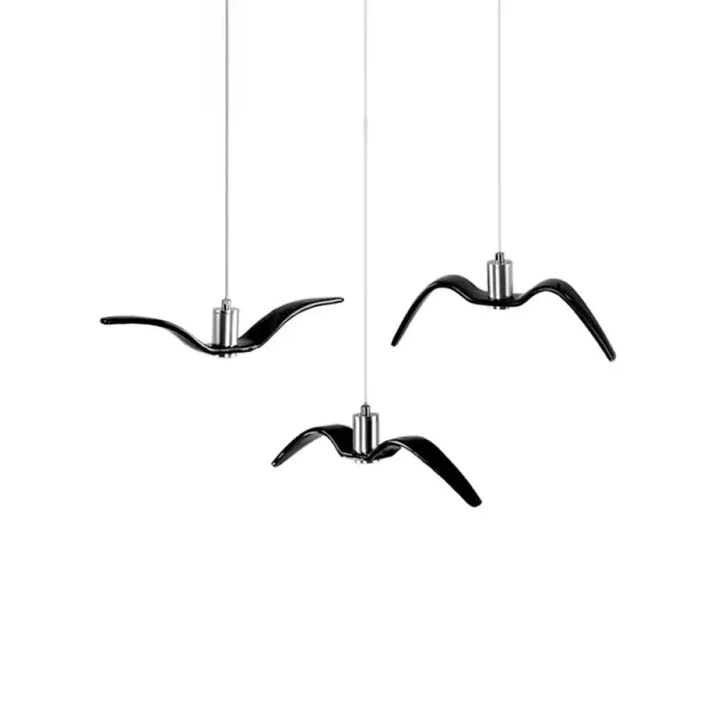 Seagull Multi-Light Pendant With Metal Finish 3 Lights For Bedroom Ceiling In White/Black Black /