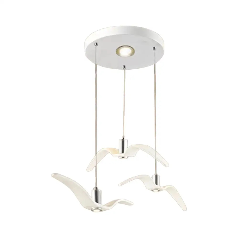 Seagull Multi-Light Pendant With Metal Finish 3 Lights For Bedroom Ceiling In White/Black White /