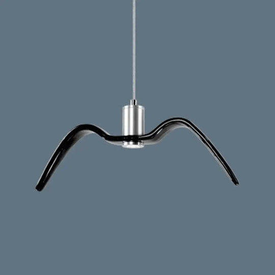 Seagull Resin Suspension Pendant Ceiling Light: Artistic Single-Bulb Fixture For Restaurants Black /