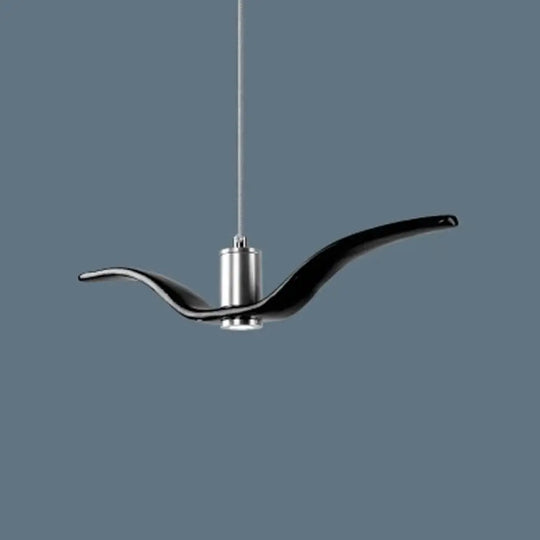 Seagull Resin Suspension Pendant Ceiling Light: Artistic Single-Bulb Fixture For Restaurants Black /