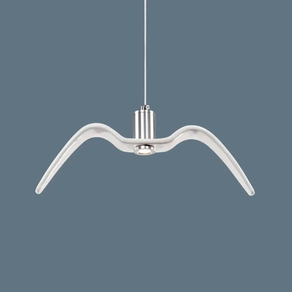 Seagull Resin Suspension Pendant Ceiling Light: Artistic Single-Bulb Fixture For Restaurants White /