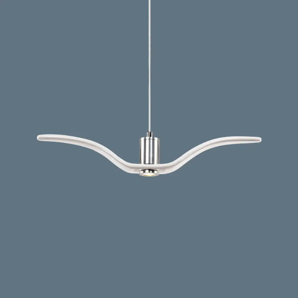 Seagull Resin Suspension Pendant Ceiling Light: Artistic Single-Bulb Fixture For Restaurants White /