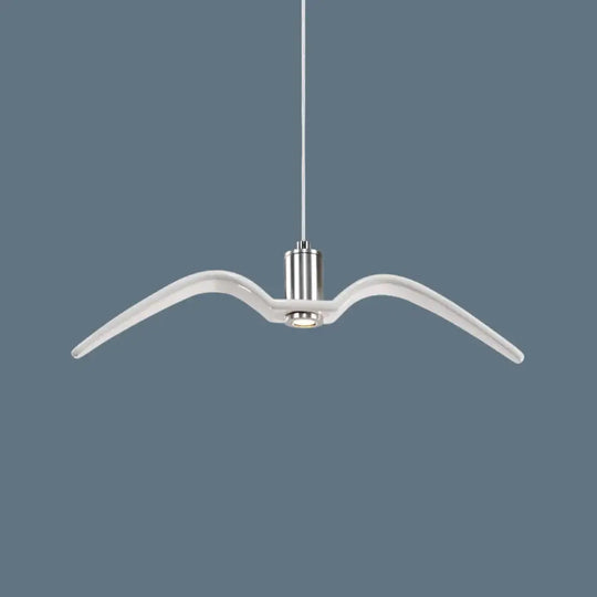 Seagull Resin Suspension Pendant Ceiling Light: Artistic Single-Bulb Fixture For Restaurants White /