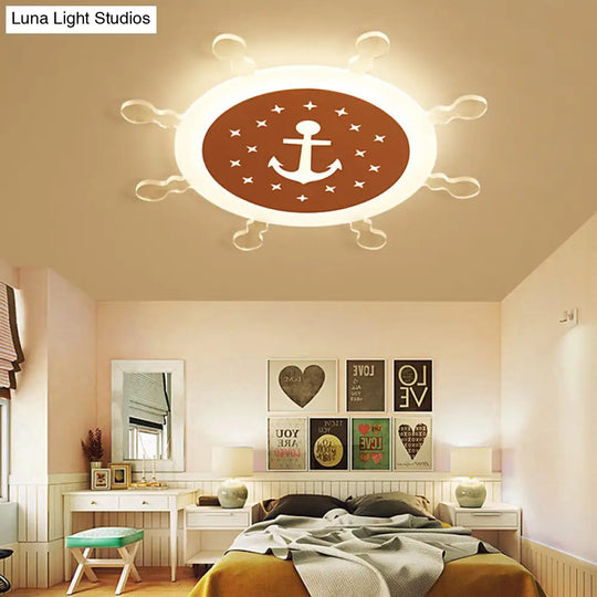 Seaside Anchor Ceiling Light In Yellow For Bedroom - Acrylic Flush Mount Fixture Pink / 18 Warm