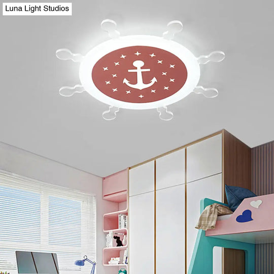 Seaside Anchor Ceiling Light In Yellow For Bedroom - Acrylic Flush Mount Fixture Pink / 18 White
