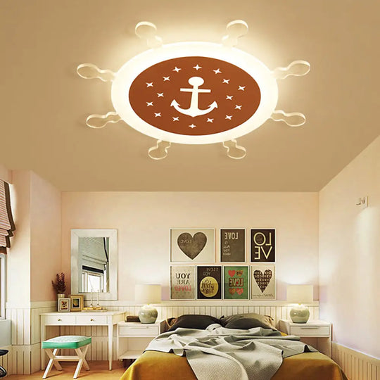 Seaside Anchor Ceiling Light In Yellow For Bedroom - Acrylic Flush Mount Fixture Pink / 18’ Warm