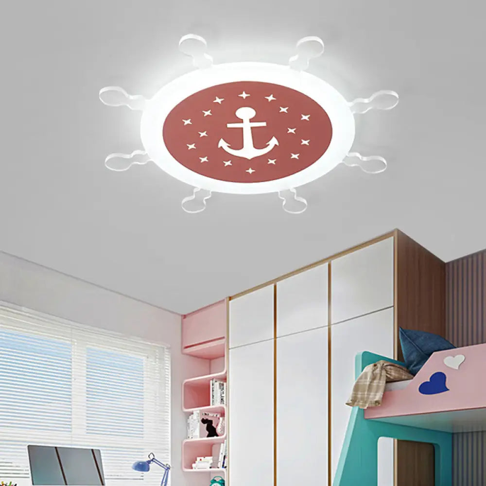 Seaside Anchor Ceiling Light In Yellow For Bedroom - Acrylic Flush Mount Fixture Pink / 18’ White