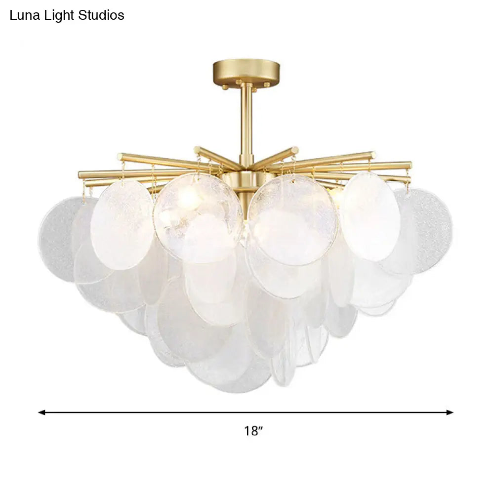 Seeded Crystal Ceiling Lamp In Gold - Tapered Semi Flush Light Fixture For Living Room