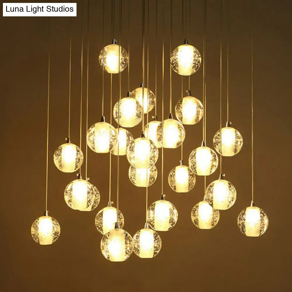 Seedy Glass Meteor Shower Pendant Chandelier: Modern Clear Suspension Light Fixture