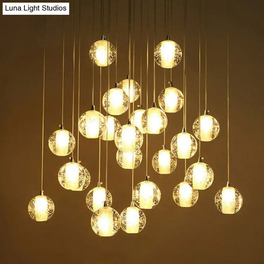 Seedy Glass Meteor Shower Pendant Chandelier: Modern Clear Suspension Light Fixture