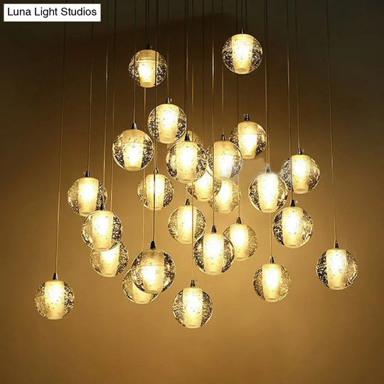 Seedy Glass Meteor Shower Pendant Chandelier: Modern Clear Suspension Light Fixture