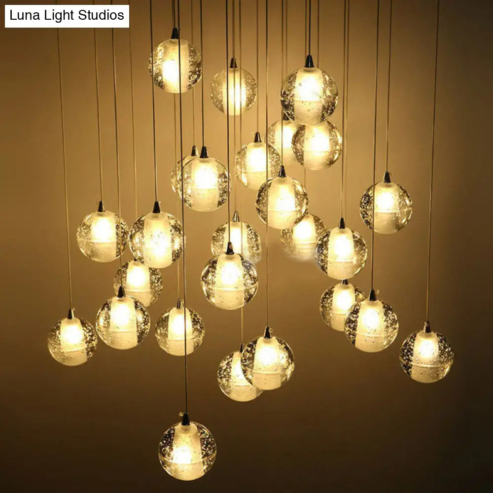 Seedy Glass Meteor Shower Pendant Chandelier: Modern Clear Suspension Light Fixture