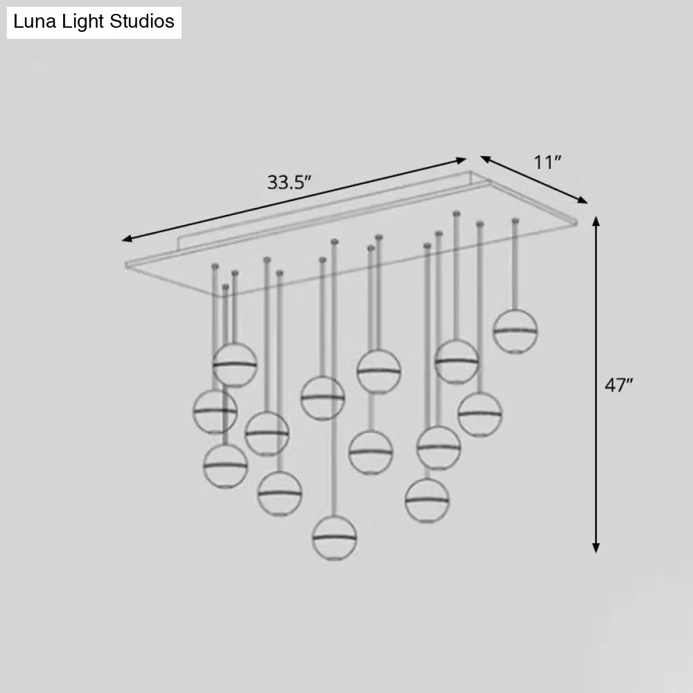 Modern Meteor Shower Multi-Light Pendant Chandelier With Clear Seedy Glass 14 / Linear