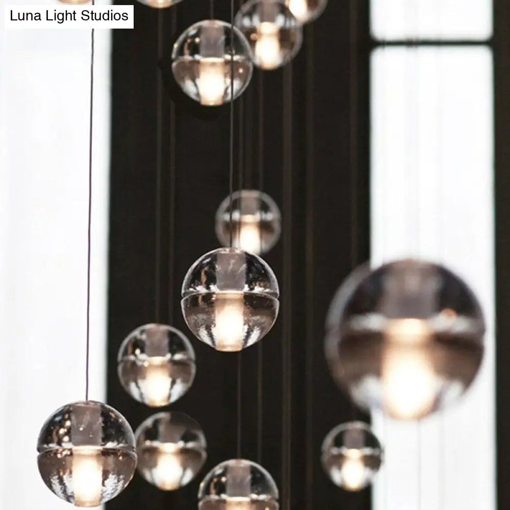 Seedy Glass Meteor Shower Pendant Chandelier: Modern Clear Suspension Light Fixture