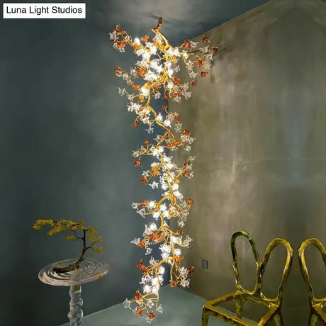 Selene Victorian Palm Crystal Chandelier Brass Pendant Light for Villa & Hotels chandelier