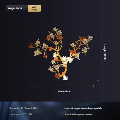 Selene Victorian Palm Crystal Chandelier Brass Pendant Light for Villa & Hotels Wall lamp / Neutral light chandelier