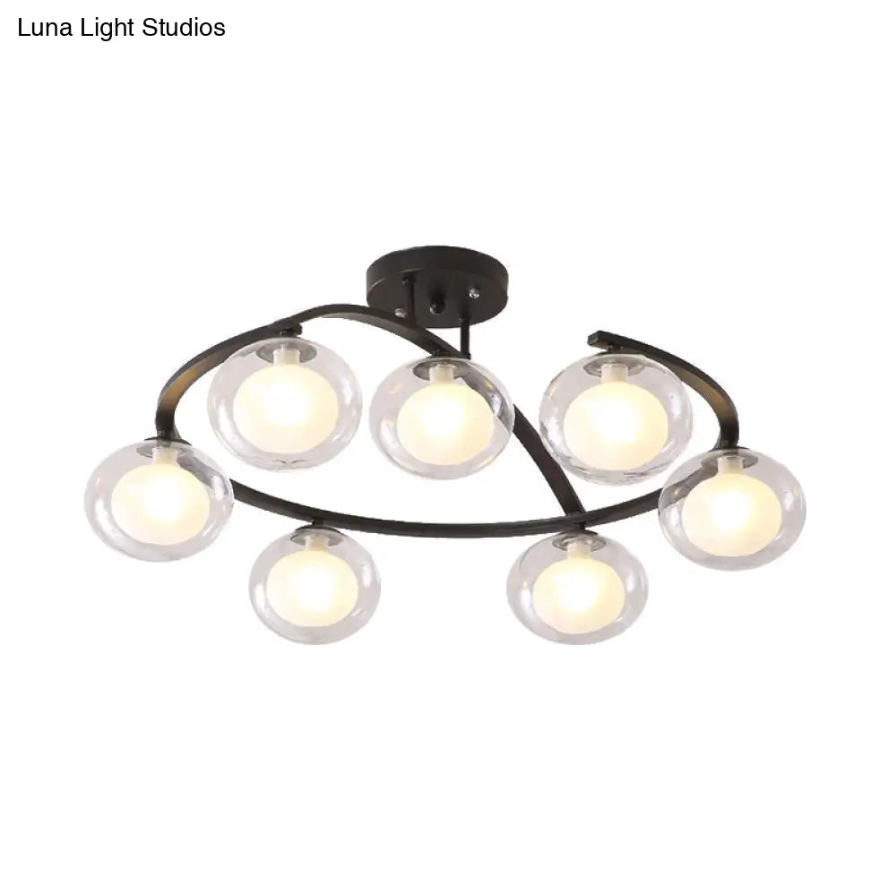 Semi-Ceiling Mount Twist Arm Light With Oval Shade - Contemporary Metal Lamp For Cafes