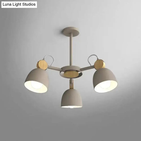 Semi Flush Dome Light With Adjustable Wood Joint For Modern Close-To-Ceiling Lighting