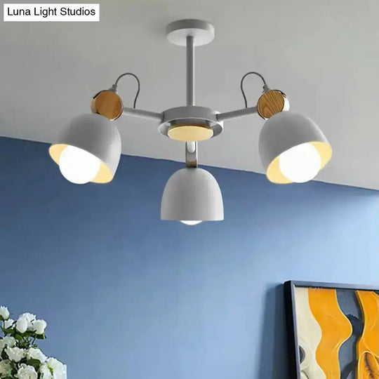 Semi Flush Dome Light With Adjustable Wood Joint For Modern Close-To-Ceiling Lighting