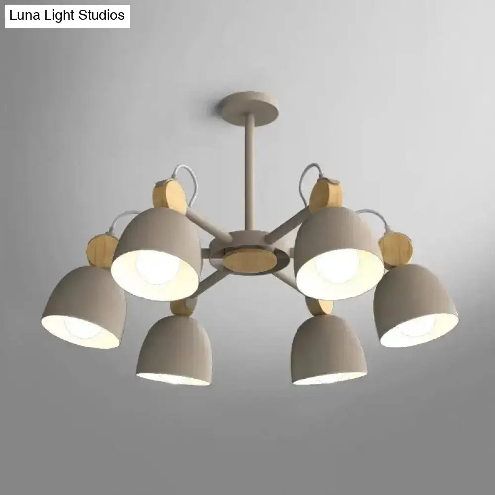 Semi Flush Dome Light With Adjustable Wood Joint For Modern Close-To-Ceiling Lighting