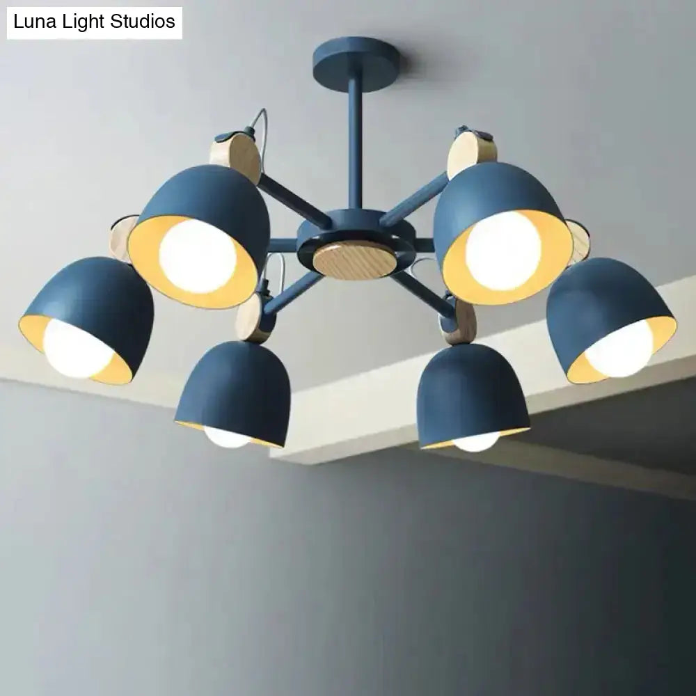 Semi Flush Dome Light With Adjustable Wood Joint For Modern Close-To-Ceiling Lighting