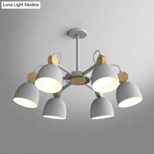 Semi Flush Dome Light With Adjustable Wood Joint For Modern Close-To-Ceiling Lighting