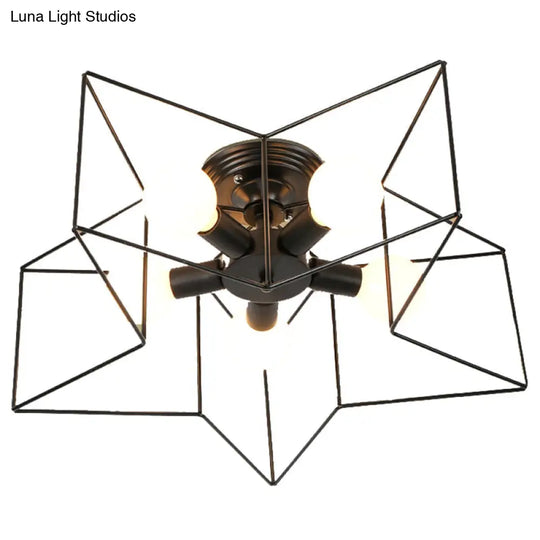 Semi Flush Industrial Metal Chandelier For Bedroom - Stylish Ceiling Mount Lighting