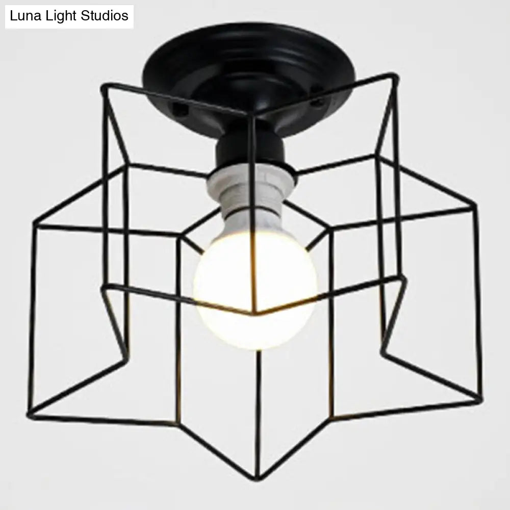 Semi Flush Industrial Metal Chandelier For Bedroom - Stylish Ceiling Mount Lighting Black / 10