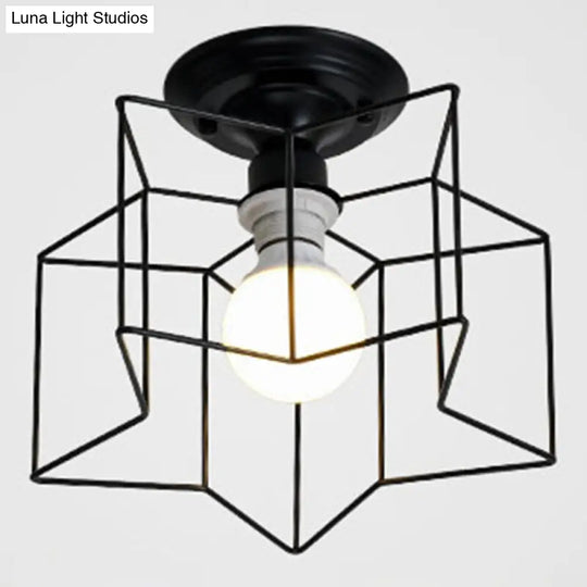 Semi Flush Industrial Metal Chandelier For Bedroom - Stylish Ceiling Mount Lighting Black / 10