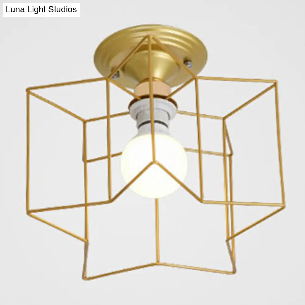 Semi Flush Industrial Metal Chandelier For Bedroom - Stylish Ceiling Mount Lighting Gold / 10