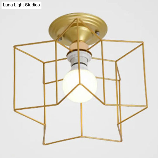 Semi Flush Industrial Metal Chandelier For Bedroom - Stylish Ceiling Mount Lighting Gold / 10
