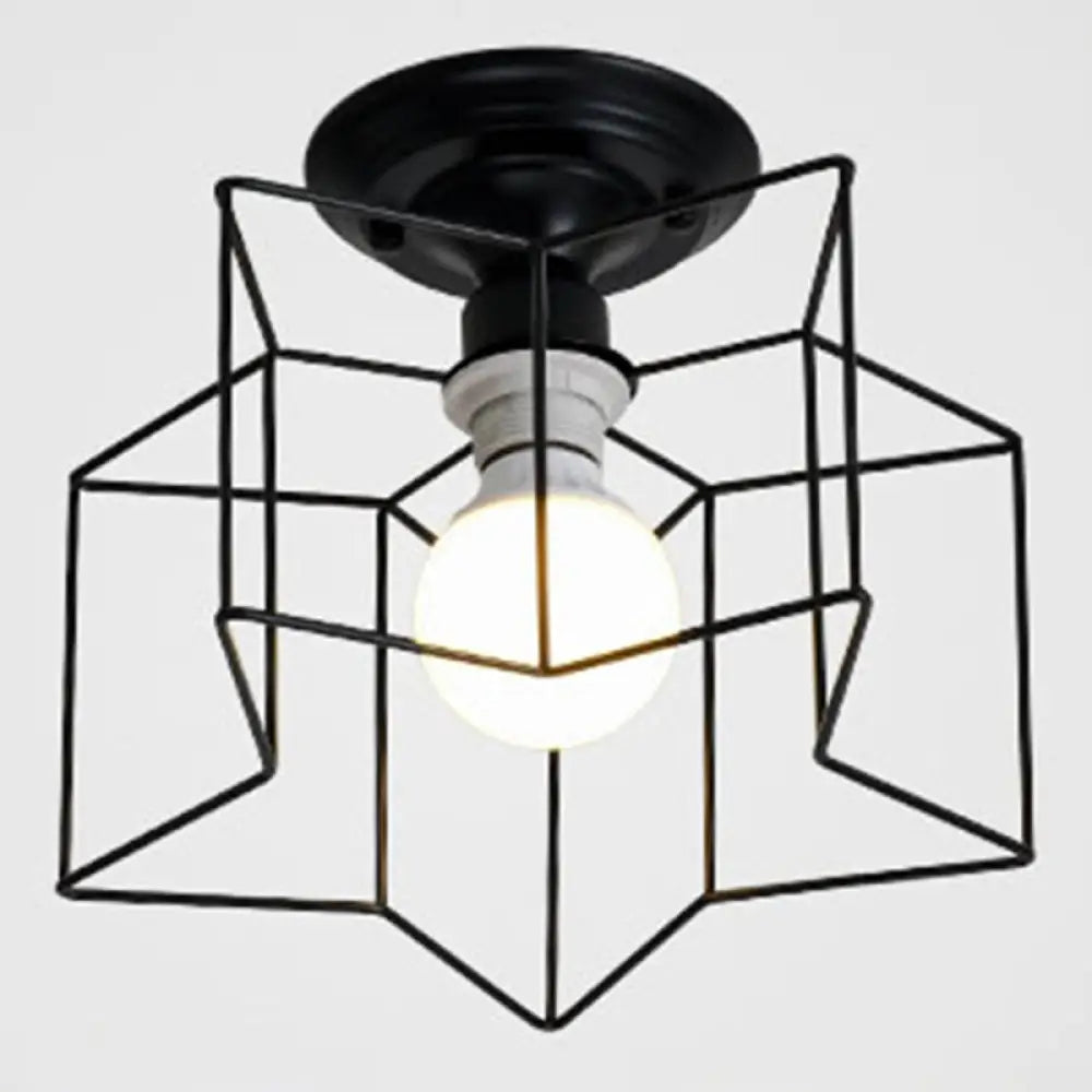 Semi Flush Industrial Metal Chandelier For Bedroom - Stylish Ceiling Mount Lighting Black / 10’