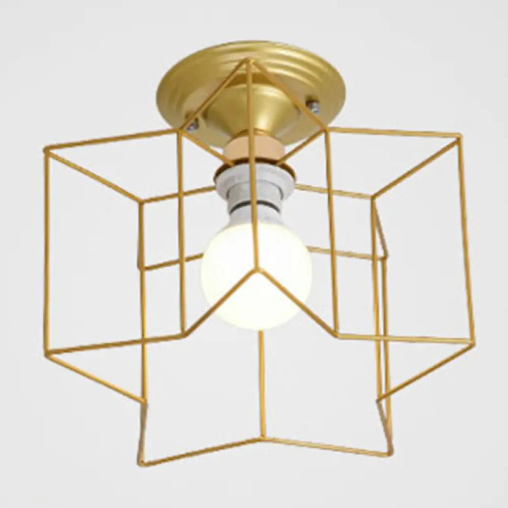 Semi Flush Industrial Metal Chandelier For Bedroom - Stylish Ceiling Mount Lighting Gold / 10’